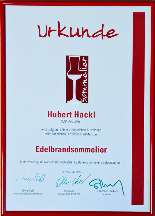 Hubert Hackl - Edelbrandsommelier